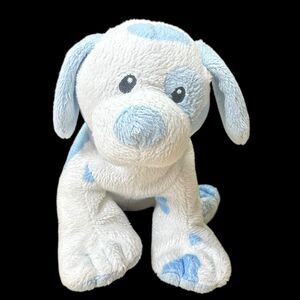Ty Pluffies Baby Pups Puppy Dog White Blue Spots Plush Beanie Sewn Eyes 6”